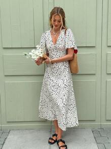 Serisse 女士碎花连衣裙，度假休闲 - 杏色 - 查看 6