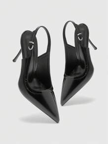 CUCCOO BIZCHIC Eleganckie, minimalistyczne, jednokolorowe buty damskie z odkrytymi plecami i wysokim obcasem
