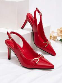 CUCCOO BIZCHIC Tacones altos rojos para oficina/uso diario para mujer, nuevos lanzamientos para primavera, verano y otoño - Rojo - Ver 3