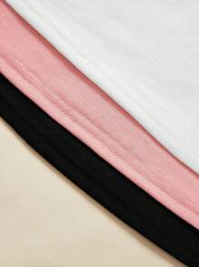 SHEIN Leap Crew Conjunto casual de 3 piezas para niña preadolescente con camisetas con estampado de corazón, flor y pedrería, para el verano - Multicolor - Ver 5