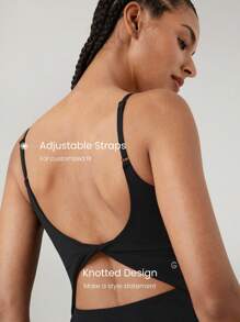GLOWMODE FeatherFit™-Air Scoop Neck Knotted Mini Dress Quick Dry Moisture Wicking - Black - View 4