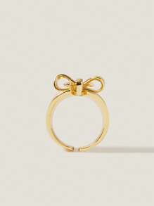 Muvela Exaggerated Gold Bowknot Open Ring - Yellow Gold - View 3