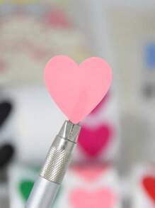 SHEIN 500pcs/Roll Heart Shape Adhesive Label Stickers - Black - View 10