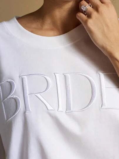 INAWLY BRIDE Broderi Bekväm topp, Casual Vit Kortärmad Broderad Skjorta