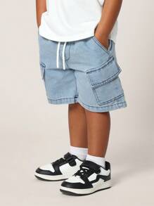 SUMWON 休闲儿童基本款 T 恤基本款夏季圆领运动棉混纺透气休闲上衣学校日常穿着休闲舒适 - 白色 - 查看 4