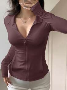 DAZY Casual Sports Jackets, Regular Fit Ladies Sweatshirt For Spring Women Coats - Violet Purple - View 1