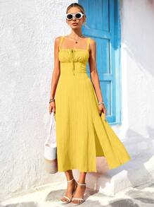 Vivid Eden Mid-Length Casual Dress For Women, Suitable For Summer,Yellow Dress,Vacation Style,Summer Dresses For Women,Vacation Outfits Women,Summer Outfits For Women - Yellow - View 7
