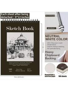 1 Pack Sketch Book, Top Spiral Bound Sketch Pad, 100-Sheets (68lb/100gsm), Acid Free Art Sketchbook Artistic Drawing Painting Writing Paper For Students Adults Beginners Artists,Back To School,School Supplies