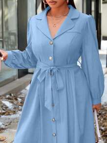 Celure Abito lungo elegante e minimalista in stile francese con colletto rosso, abito elegante e divino per donna, abito autunnale da donna per Capodanno, Vestito lungo da donna