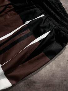 Manfinity Homme Conjunto de top de manga corta con estampado y shorts para hombre talla grande, ropa casual de moda simple para uso diario