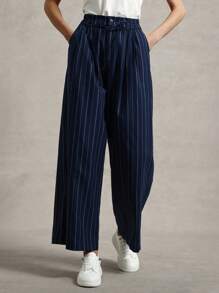 Briarwyn Women's Striped Pleated Pocket Loose Casual Wide Leg Pants Summer For Women Business Casual Woman - Navy Blue - View 8