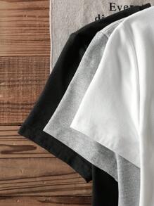 SHEIN EZwear Paquete de 3 camisetas de manga corta con estampado de figuras y gráficos - Multicolor - Ver 4