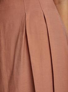 COSMINA 女士休闲纯色褶皱 A 字裙，夏季 - 橘色 - 查看 8