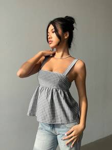 Aloruh 女士性感露背蝴蝶结吊带背心（夏季） - 黑與白 - 查看 2
