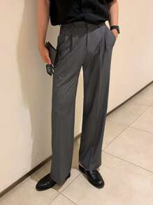 DAZY Men's Solid Grey Suit Pants, Spring Office Wear - Grey - View 4