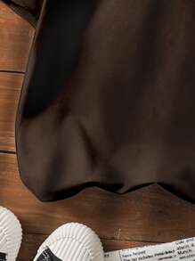 SHEIN Young Boy Casual Slogan Print Short Sleeve T-Shirt - Brown - View 7