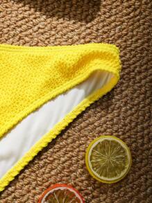 SHEIN Swim Costumi da bagno bikini da donna per l'estate, colore giallo, collo asimmetrico, stile sexy