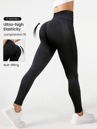 Nahtlose, hochdehnbare Laufleggings mit Hüftumschmeichelnder Passform, Yogahosen für Damen