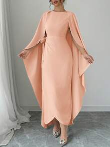Chiquease Sleeveless Cinched Waist Elegant Asymmetrical Hem Charming Dress Maxi Women Outfit