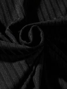 2pcs/Set Teen Girl Casual Ribbed Round Neck 3/4 Sleeve T-Shirt And Skinny Long Pants With Leg Slit, Suitable For Leisure And Home, Spring/Summer,Holiday,Summer,Travel