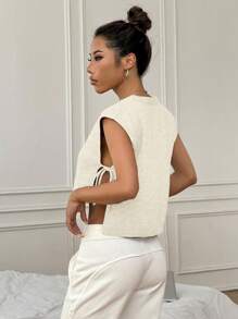 Flirla 女士宽松休闲纯色圆领针织背心