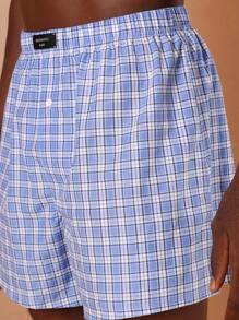 SUMWON Comfortable Woven Boxer Shorts Pack Of 2 Breathable Sleepwear Classic Elastic Waistband Relaxed Fit Summer Spring Underwear - Blue - View 5