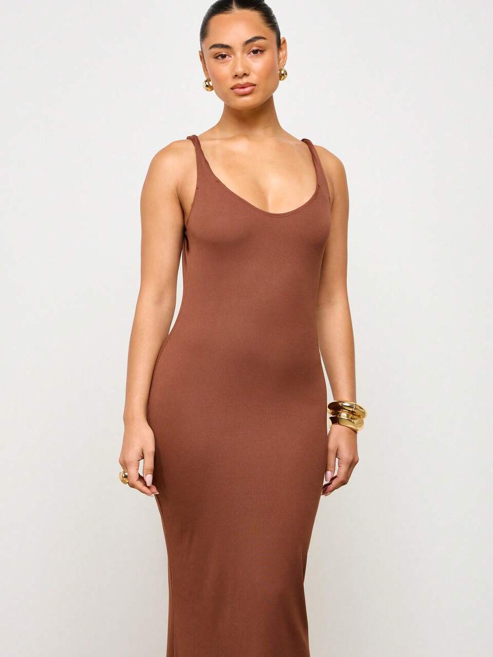 Spaghetti Strap Ribbed Bodycon Maxi Dress