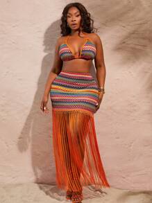 SHEIN SXY Vestidos de playa hawaianos para mujer de talla grande, conjuntos de vacaciones de verano, cubrecuerpos de playa. Adecuado para uso diario, festivales de música, conciertos, fiestas de carnaval, vacaciones en la playa, citas, cumpleaños, despedidas de soltera, club, vestimenta casual, compras, ropa de calle, salidas, que favorece la figura