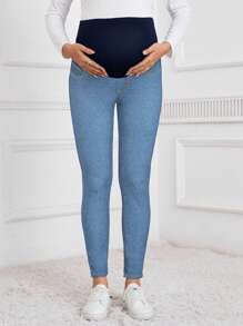 SHEIN Jeans casual skinny da maternità con vita regolabile e versatili