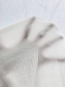 SHEIN Clasi Vestido Mini Casual de Resort com Gola em V, Mangas Amplas, Cintura Elástica, Babado na Barra Colorido - Branco - Visão 4