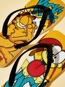 GARFIELD | SHEIN 时尚可爱的卡通 PVC 人字拖，带有猫和狗图案，适合户外、日常、海滩和度假穿着 - 彩色 - 查看 5
