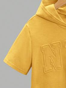 SHEIN Tween Boy Casual Comfortable Solid Color Embossed Knit T-Shirt - Yellow - View 3