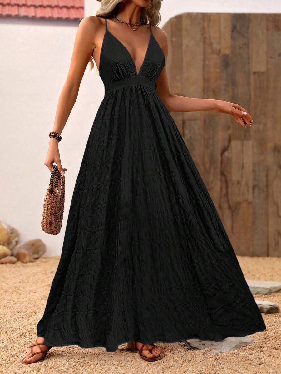 Breezaya 裹背露背度假休闲装 - 现代休闲连衣裙 - 黑色 - 查看 1