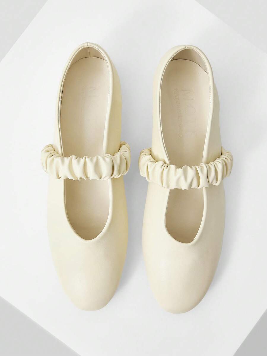 MOTF PREMIUM ZAPATOS PLANOS CASUALES DE MODA CON PUNTA REDONDA - Beis - Ver 1