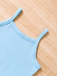 SHEIN Young Girl Fashionable Cotton-Blend Black And White 2 Packs Camisoles Suitable For Summer Basic Topssleeveless Topsbasic Topdress Topsblack And White Top - Multicolor - View 7