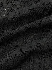 EgrlEra Fashionable Women's Black Lace Flared Leg Long Pants - Black - View 4