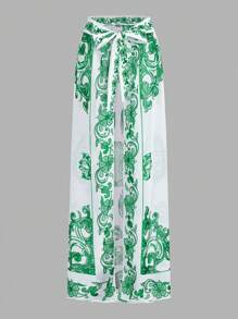 Swim Oasis 女士复古印花泳衣套装，适合海滩和度假 - 軍綠色 - 查看 5