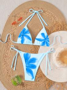 Swim Mod 春假针织节派对户外舞蹈表演可爱性感优雅夏季纯色女式比基尼带抽绳泳衣 - 彩色 - 查看 1