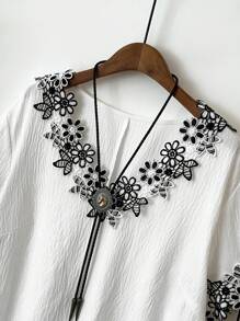 EMERY ROSE Camisa de talla grande bordada con aplicaciones