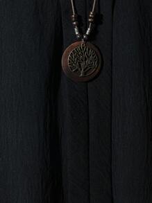 Linhara 大码纯色缺口领休闲短袖衬衫，夏季 - 黑色 - 查看 3