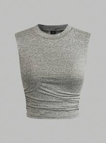 Sweetra Canotta donna casual, aderente, senza maniche, in maglia elastica, versatile, di taglia comoda
