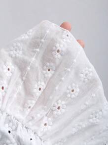 Sweetra French Style New Summer White Lace Babydoll With Cap Sleeves Cinched Waist Women Blouse Top - White - View 7