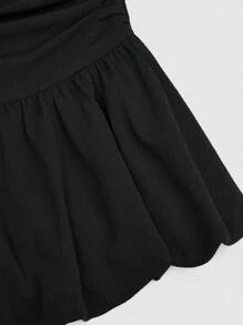 Sweetra Top entallado con volantes en el bajo, sin tirantes, para talla grande, para vacaciones de primavera y verano - Negro - Ver 4