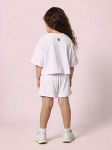 SUMWON Mädchen Terry Zwei-Teiler Set Sommer Loungewear Weicher Frottee Zusammenpassendes Outfit Lässiger Freizeitanzug Athletischer Komfort Tragen Strandüberwurf Set