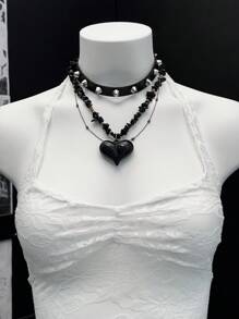 EgrlEra 2pcs Women Lace Sheer Halter Tank Top And Mini Skirt Set - White - View 7