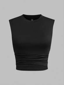 Sweetra Canotta donna casual, aderente, senza maniche, in maglia elastica, versatile, di taglia comoda