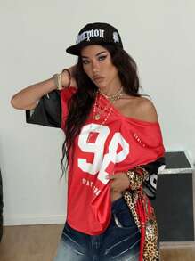 Coolane 女士运动号码图案足球球衣 T 恤 - 彩色 - 查看 3