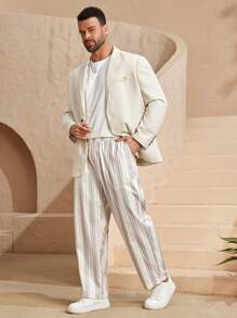 EASEVO Blazer de manga larga holgado de talla grande para hombre, para otoño e invierno - Albaricoque - Ver 2