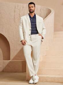 EASEVO Pantalones anchos de traje de color albaricoque para hombres de talla grande - Albaricoque - Ver 1