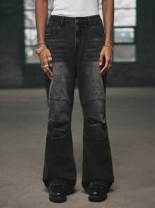 AXEPEAK Pantalones vaqueros de denim versátil y casual con bolsillos acampanados para hombres